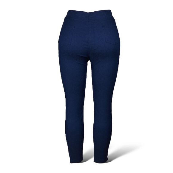 Women's High Waisted Jeggings Stretchy Skinny Pants Jeans Leggings | Navy - Picture 5 of 5